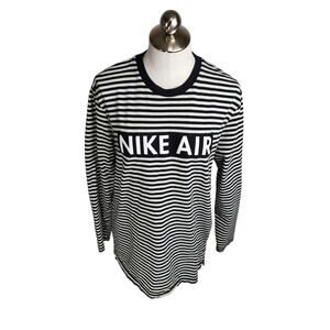Nike Air Shirt Men's Large Black White Striped Graphic Long Sleeve‎ Sportswear